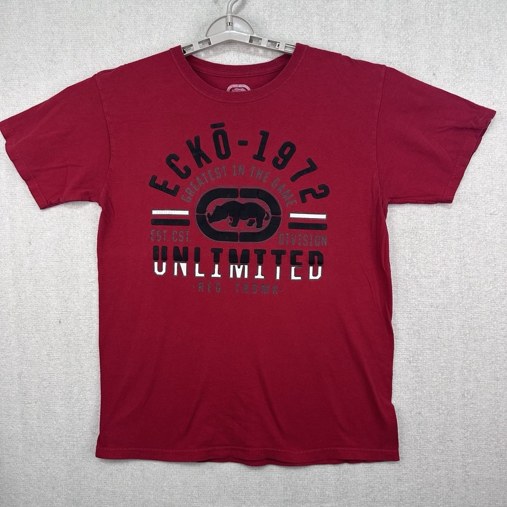 Ecko Unltd Men's Large T-Shirt Size Large Red Rhino Logo 1972 Y2K Streetwear